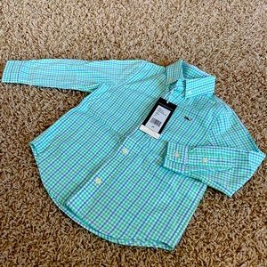 NWT 2T Vineyard Vine Green button down